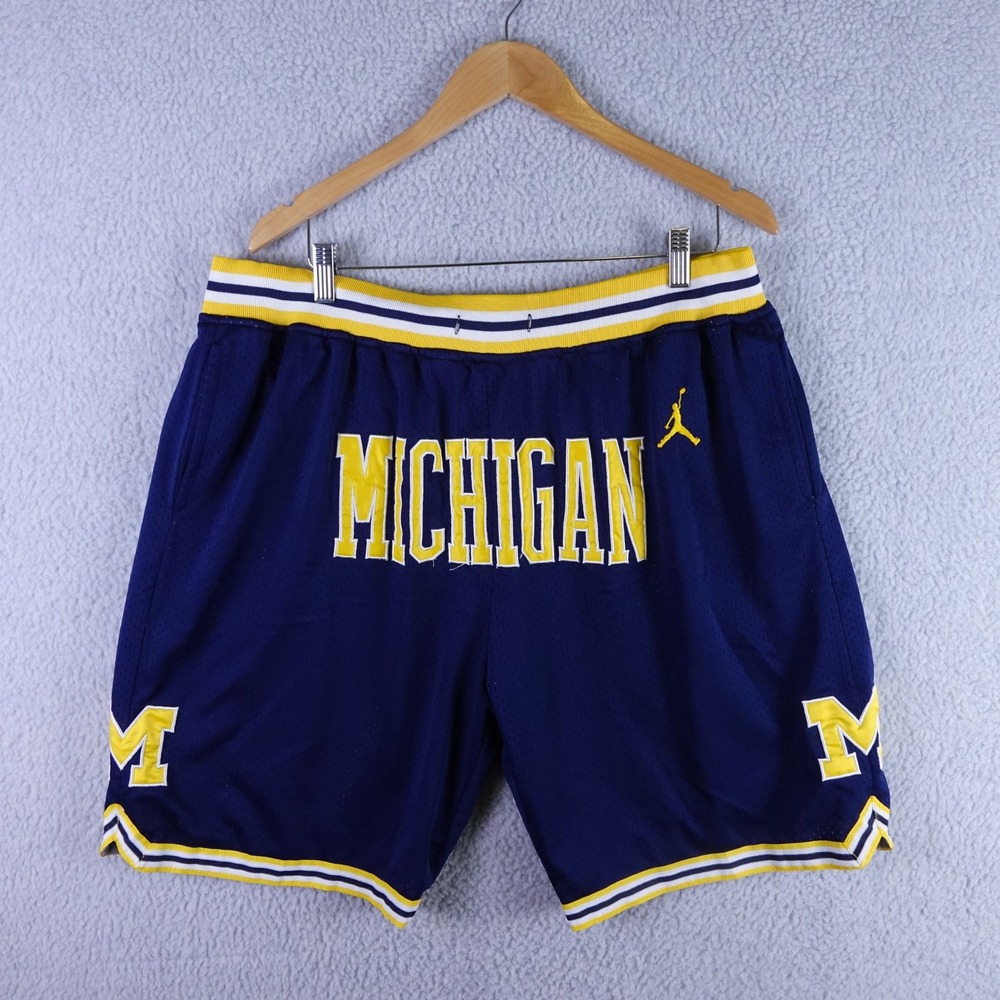 Just Don Michigan Wolverines Basketball Shorts Navy Blue Jordan Mens XXL